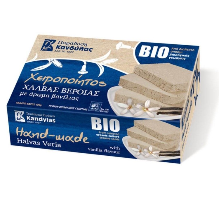 Grecka, ekologiczna chałwa o smaku waniliowym Kandylas 400g.jpg
