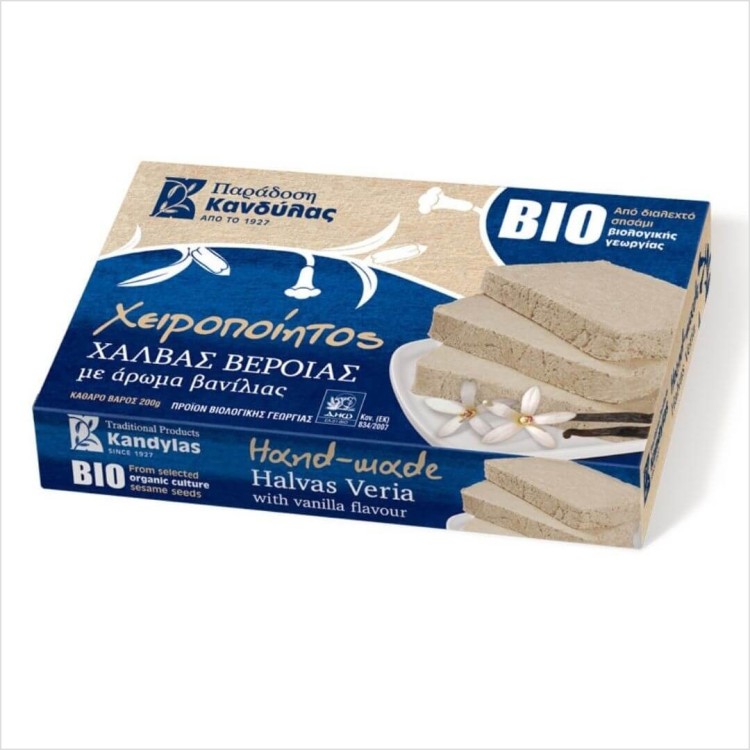 Grecka, ekologiczna chałwa o smaku waniliowym Kandylas 200g.jpg