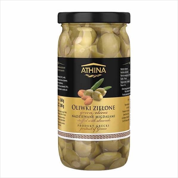 Oliwki zielone nadziewane migdałami Athina 360g