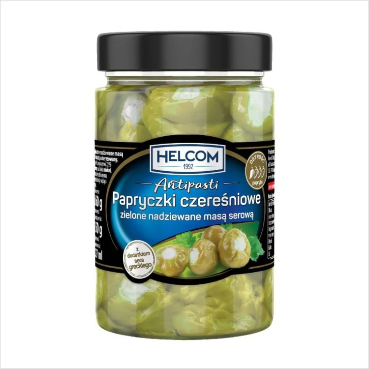antipasti papryczki czeresniowe zielone nadziewana masa serowa Helcom.jpg